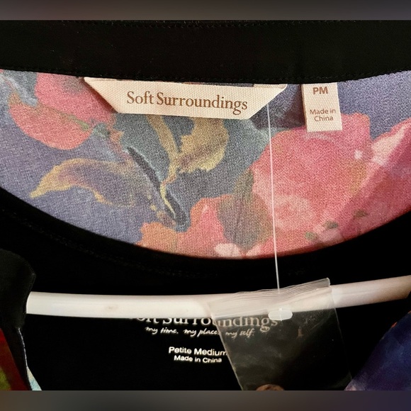 Soft Surroundings Black and Abstract Design 3/4 Sleeve Whimsigoth Size PM Retro - Picture 12 of 15